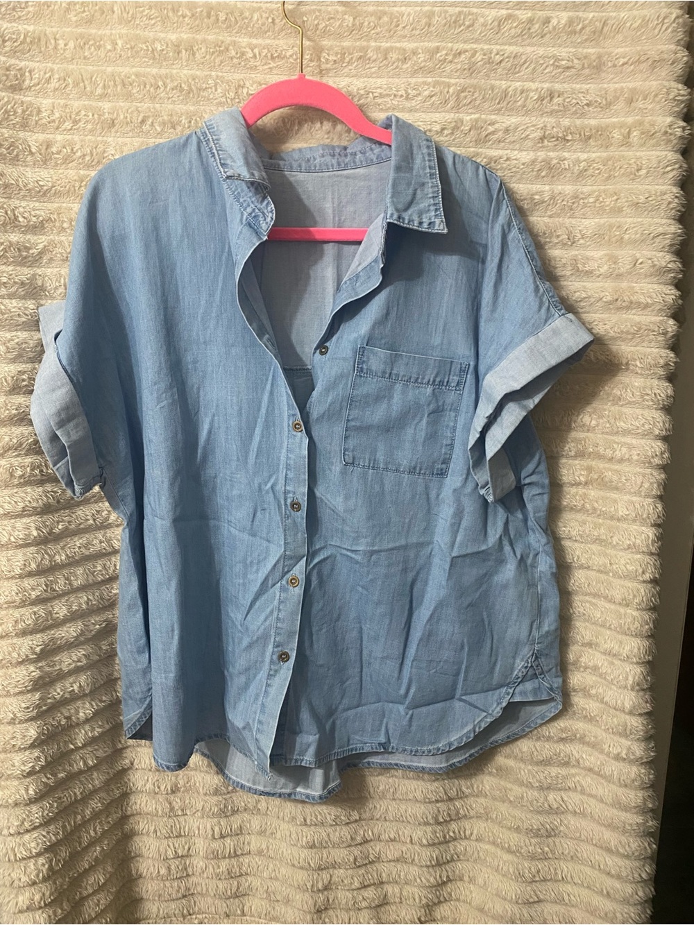 Light Blue Women's Chambray Button-Up Shirt
